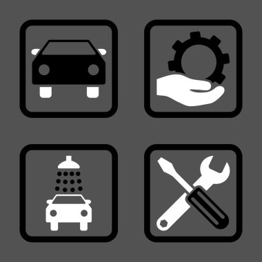 Araba Servisi düz vektör simgesi kare