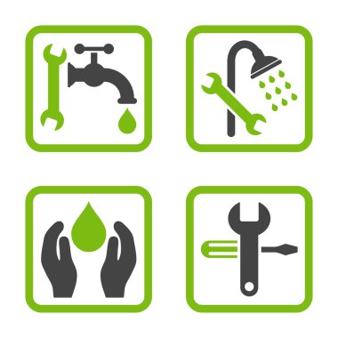 Sıhhi tesisat düz kare vektör simgesi