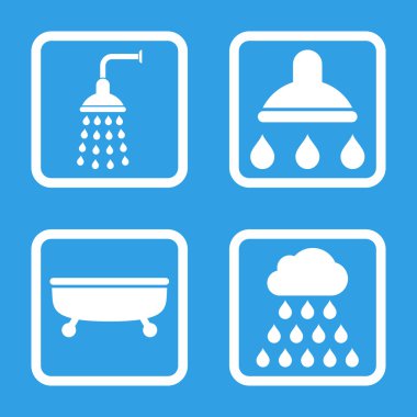 Duş banyo düz kare vektör simgesi