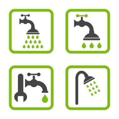 Duş sıhhi tesisat düz kare vektör simgesi