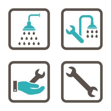 Sıhhi tesisat düz kare vektör simgesi