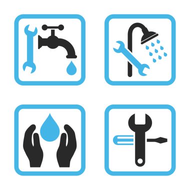 Sıhhi tesisat düz kare vektör simgesi