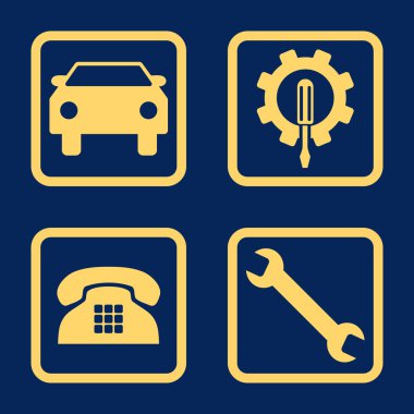 Araba Servisi düz vektör simgesi kare