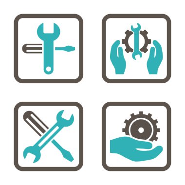 Düz kare vektör simgesi hizmet araçları