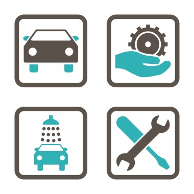 Araba Servisi düz vektör simgesi kare