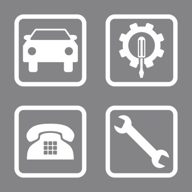 Araba Servisi düz vektör simgesi kare