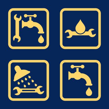 Sıhhi tesisat düz kare vektör simgesi