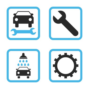 Araba Servisi düz vektör simgesi kare