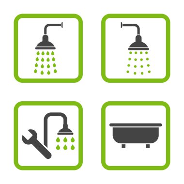 Duş banyo düz kare vektör simgesi