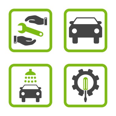 Araba Servisi düz vektör simgesi kare