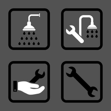 Sıhhi tesisat düz kare vektör simgesi