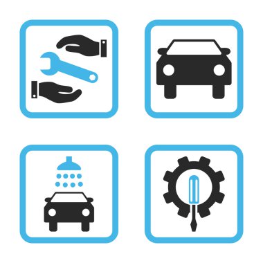 Araba Servisi düz vektör simgesi kare
