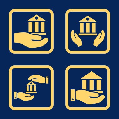 Vektör simge banka hizmet düz kare