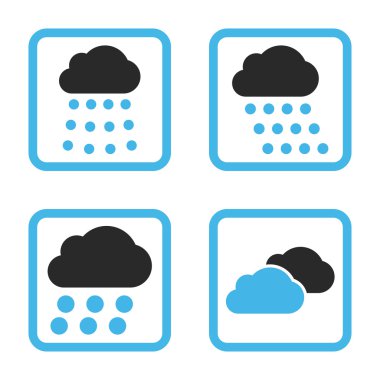 Yağmur bulutları düz kare vektör simgesi