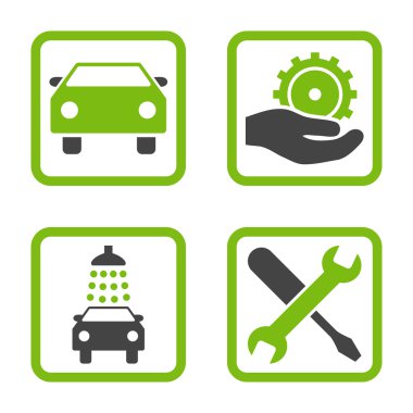 Araba Servisi düz vektör simgesi kare