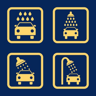 Araba duş düz kare vektör simgesi