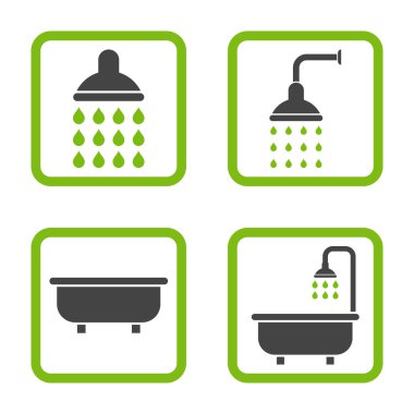 Banyo duş düz kare vektör simgesi