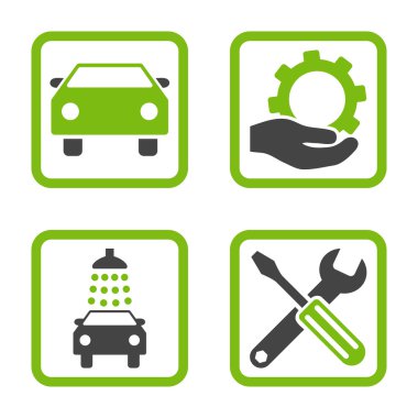 Araba Servisi düz vektör simgesi kare