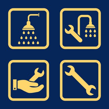 Sıhhi tesisat düz kare vektör simgesi