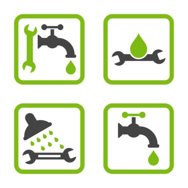 Sıhhi tesisat düz kare vektör simgesi