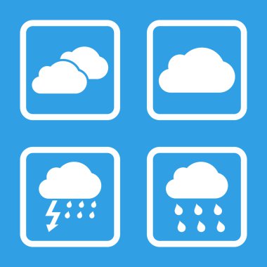 Yağmur bulutları düz kare vektör simgesi