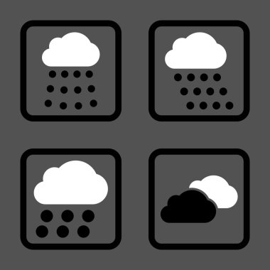 Yağmur bulutları düz kare vektör simgesi