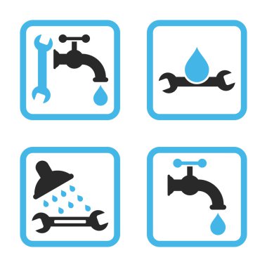 Sıhhi tesisat düz kare vektör simgesi