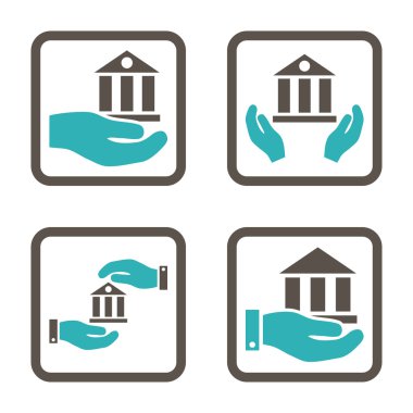 Vektör simge banka hizmet düz kare