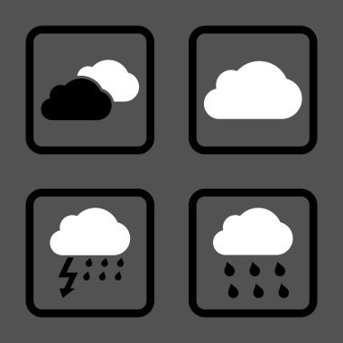 Yağmur bulutları düz kare vektör simgesi