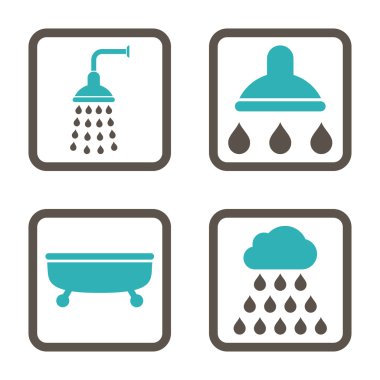 Duş banyo düz kare vektör simgesi