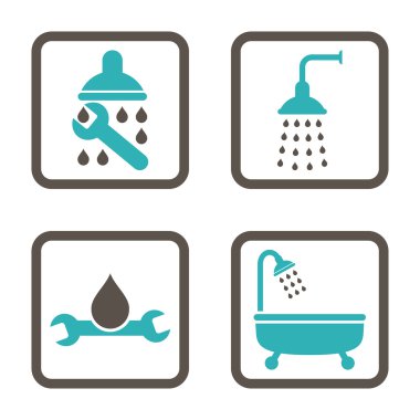 Sıhhi tesisat düz kare vektör simgesi