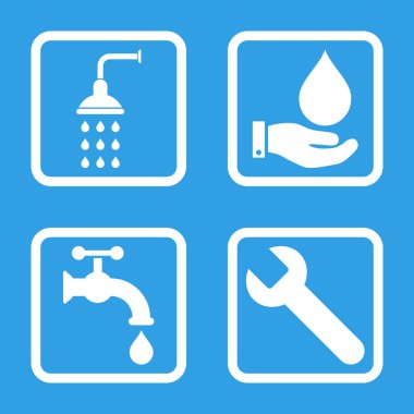 Sıhhi tesisat düz kare vektör simgesi