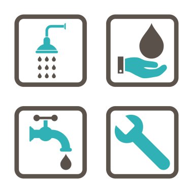 Sıhhi tesisat düz kare vektör simgesi