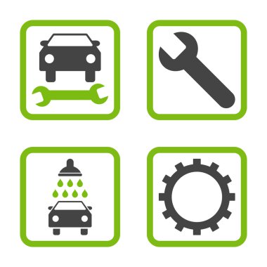 Araba Servisi düz vektör simgesi kare