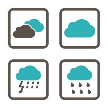 Yağmur bulutları düz kare vektör simgesi