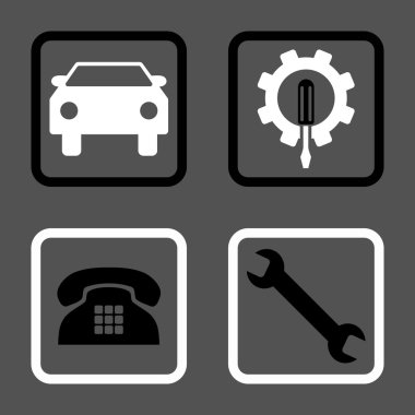 Araba Servisi düz vektör simgesi kare