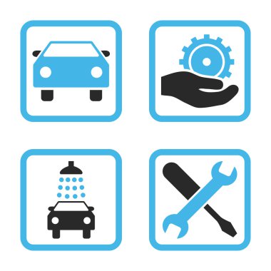Araba Servisi düz vektör simgesi kare