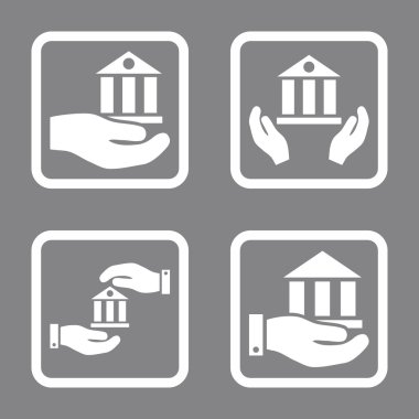 Vektör simge banka hizmet düz kare