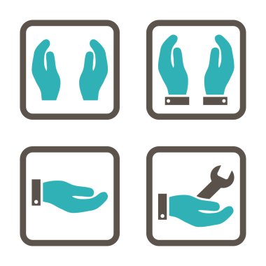 Bakım el düz kare vektör simgesi