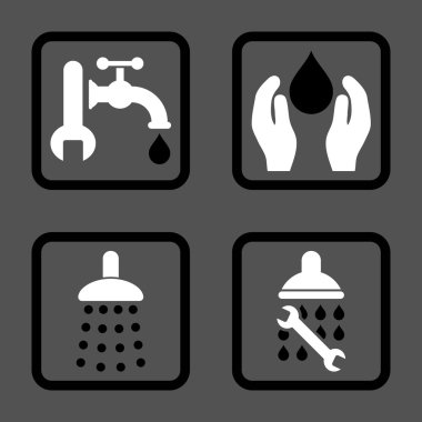 Sıhhi tesisat düz kare vektör simgesi