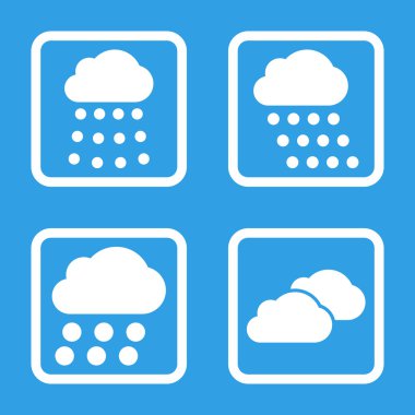 Yağmur bulutları düz kare vektör simgesi