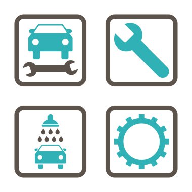 Araba Servisi düz vektör simgesi kare