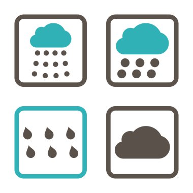 Yağmur bulutları düz kare vektör simgesi