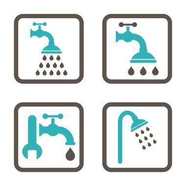 Duş sıhhi tesisat düz kare vektör simgesi