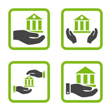 Vektör simge banka hizmet düz kare