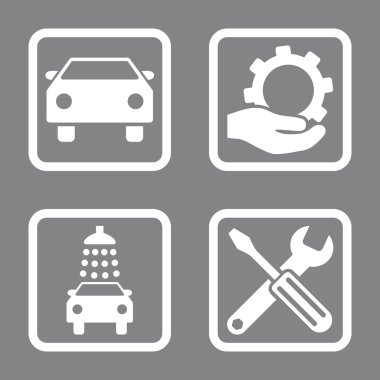 Araba Servisi düz vektör simgesi kare