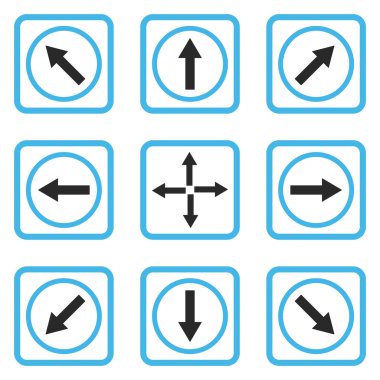Yön okları düz kare vektör simgesi