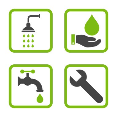 Sıhhi tesisat düz kare vektör simgesi