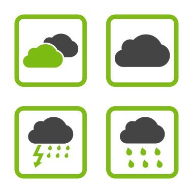 Yağmur bulutları düz kare vektör simgesi