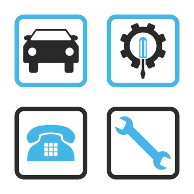 Araba Servisi düz vektör simgesi kare